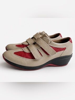 Arcopedico Leather Dual Strap Comfort Walking Shoes Grey Red EU 37 US 6.5 - 7